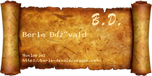 Berle Dévald névjegykártya